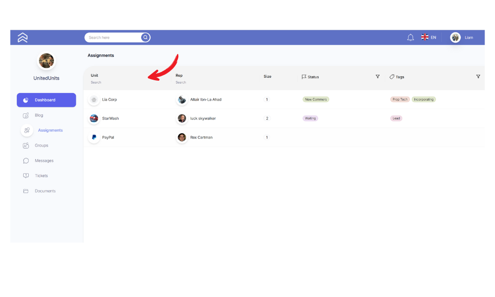 list of assignments to mentors in RiserNest
