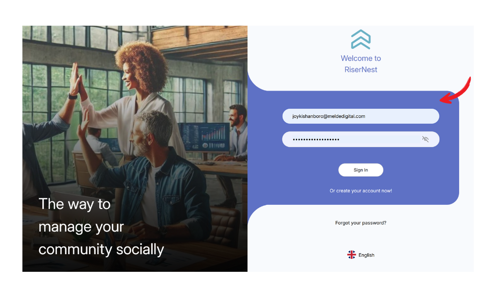 Login to RiserNest dashboard